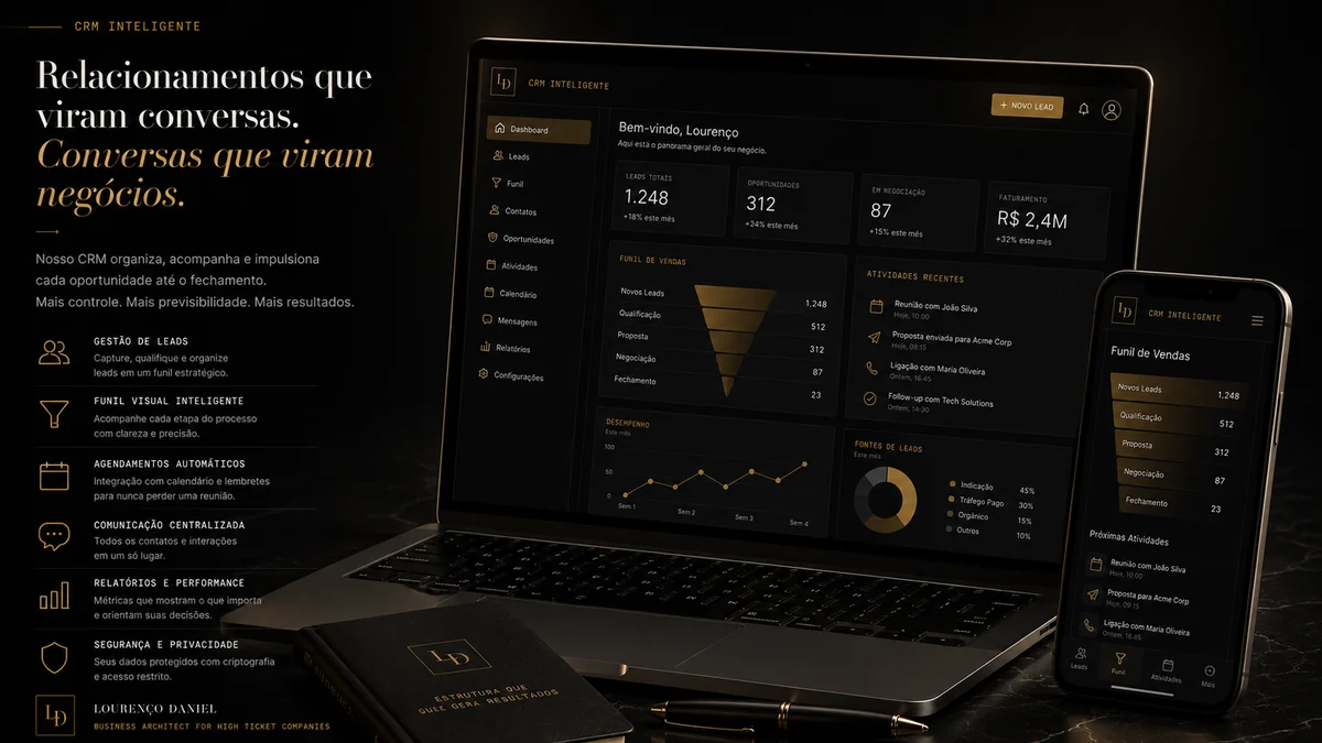 CRM organizado para gestão de oportunidades comerciais