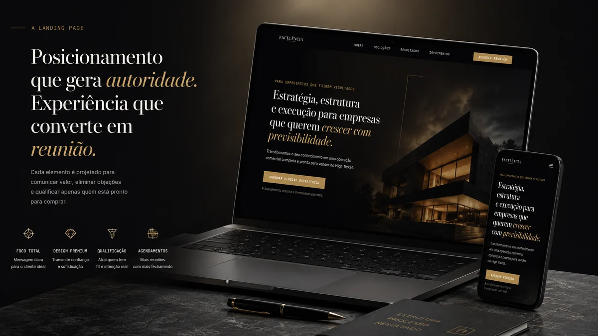 Landing page High Ticket estruturada por Lourenço Daniel