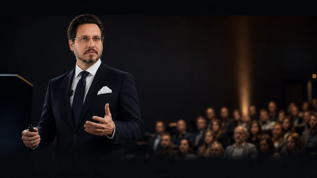 Lourenço Daniel em palestra para público universitário